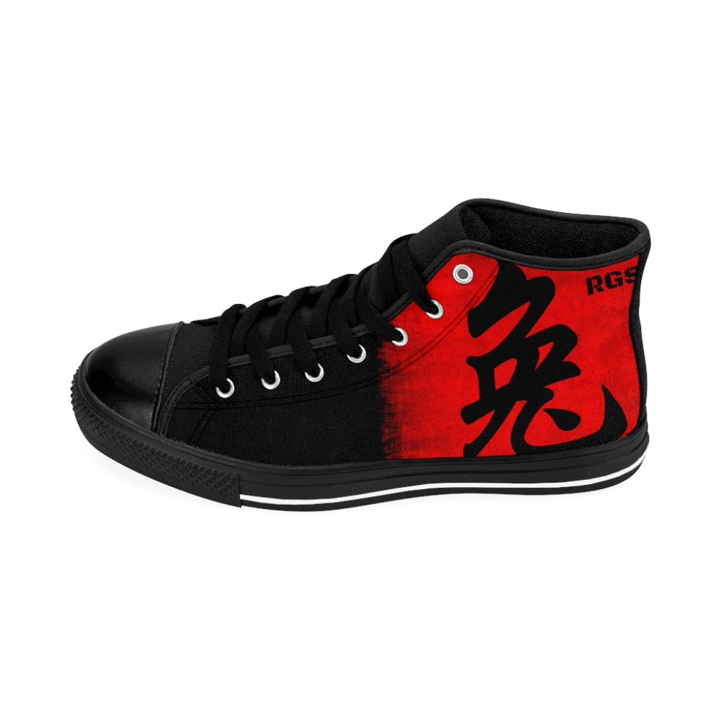 Asian Centric Red Black Woman High-top Sneakers