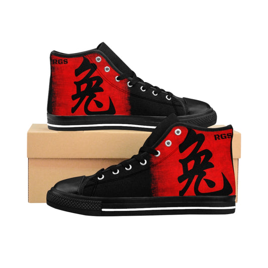 Asian Centric Red Black Woman High-top Sneakers